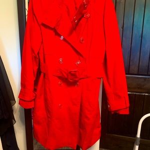 Bright Red Trench Coat Rain Coat XL 7thAVE